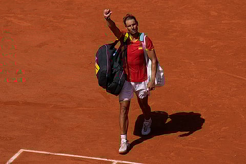 Rafael Nadal leaves after losing to Novak Djokovic